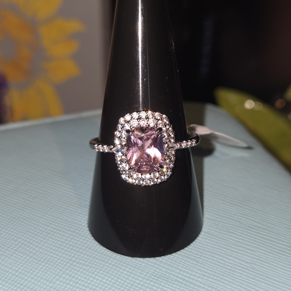 Radiant Pink Gemstone Silver Ring